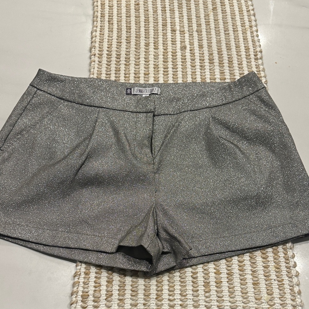 Jennifer Lopez Glittering Silver High Waist Shorts